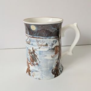 Vintage Beer Stein Carling O'Keefe Fine Bone China Tankard Mug Winter Scene